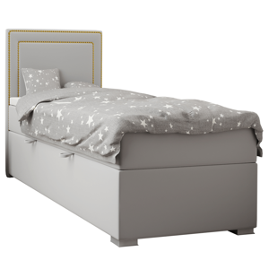 Boxspringová posteľ, jednolôžko, svetlosivá, 80x200, ľavá, BILY, rozbalený tovar