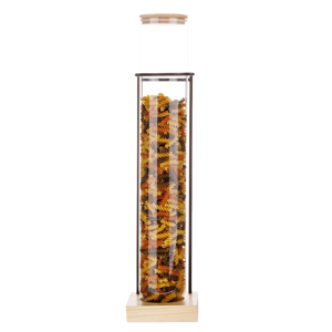 TEMPO-KONDELA HALAR, sklenená dóza so stojanom, sklo/bambus, 4,4 litra