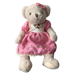 Plyšový medvedík, smotanová/ružová, 45cm, MADEN GIRL TYP1