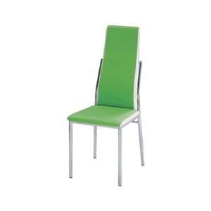 Jedálenská stolička, ekokoža zelená, biela/chróm, ZORA