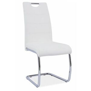Jedálenská stolička, ekokoža biela/chróm, ABIRA