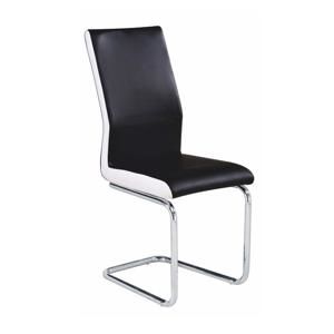 Jedálenská stolička, ekokoža čierna, biela/chróm, NEANA R1, rozbalený tovar