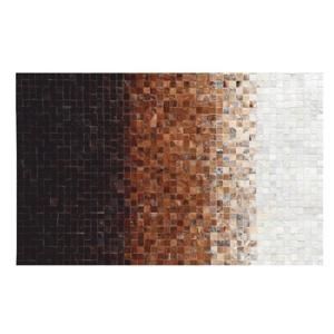 TEMPO KONDELA Luxusný kožený koberec, biela/hnedá/čierna, patchwork, 170x240, KOŽA TYP 7