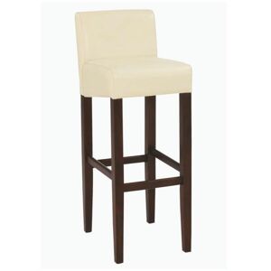 Barová stolička, textilná koža krémová/drevo tmavý orech, SORIN