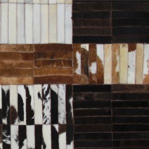TEMPO KONDELA Luxusný kožený koberec, čierna/hnedá/biela, patchwork, 69x140, KOŽA TYP 4
