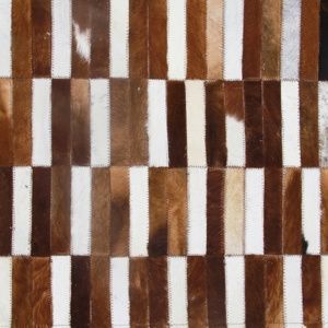 TEMPO KONDELA Luxusný kožený koberec, hnedá/biela, patchwork, 120x180, KOŽA TYP 5