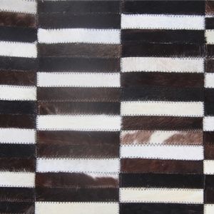 TEMPO KONDELA Luxusný kožený koberec,  hnedá/čierna/biela, patchwork, 120x180, KOŽA TYP 6