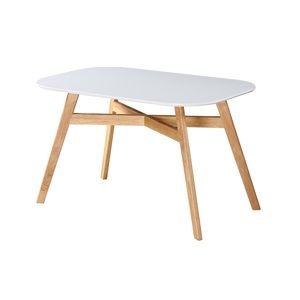 Jedálenský stôl, biela/prírodná, CYRUS NEW, rozbalený tovar