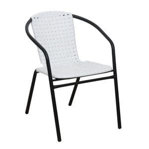 Záhradná stolička, biela/čierna, BERGOLA, rozbalený tovar