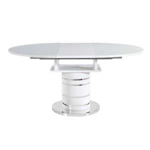 Jedálenský stôl rozkladací, biela vysoký lesk HG, ZAMON, poškodený tovar