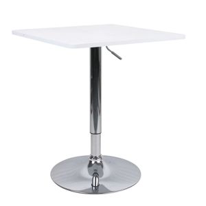 Barový stôl s nastaviteľnou výškou, biela, FLORIAN NEW
