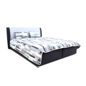 Manželská posteľ, čierna/tmavosivá/vzor, 160x200, DESIM