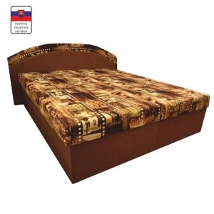 Manželská posteľ, s molitánovými matracmi, hnedá/vzor, PETRA
