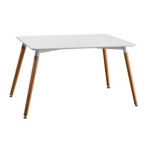 Jedálenský stôl, biela/buk, 120x80 cm, DIDIER 3 NEW