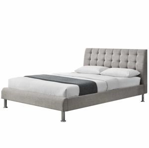 TEMPO KONDELA Manželská posteľ, sivá látka, 160x200, PAOLA