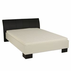 TEMPO KONDELA Manželská posteľ, ekokoža čierna/biele lamino, 160x200, TALIA