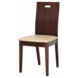 Drevená stolička, orech/ekokoža béžová, ABRIL