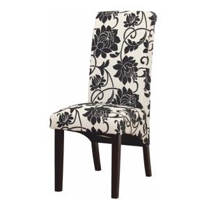Jedálenská stolička, biela s čiernymi kvetmi/tmavý orech, JUDY 2 NEW