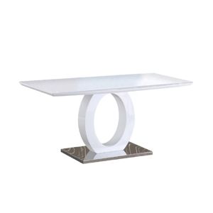 Jedálenský stôl, biela vysoký lesk/oceľ, 150x80 cm, ZARNI