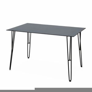 TEMPO KONDELA Jedálenský stôl, tvrdené sklo/čierny kov, OBERON