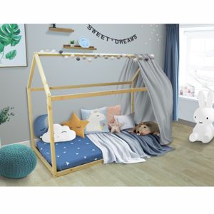 Montessori posteľ, borovicové drevo, prírodná, VELENA