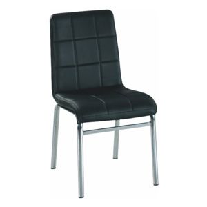 Jedálenská stolička, ekokoža čierna/chróm, DOROTY NEW, poškodený tovar