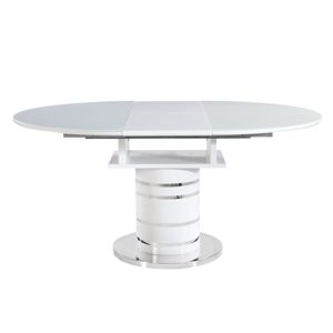 Jedálenský stôl rozkladací, biela vysoký lesk HG, ZAMON, poškodený tovar