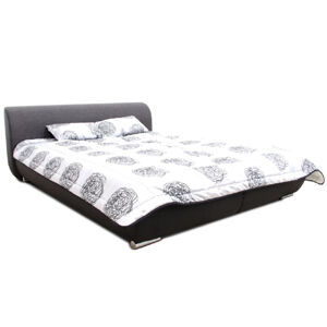 Manželská posteľ, čierna/tmavosivá/vzor, 180x200, MEO P1, poškodený tovar