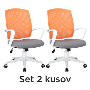 2 kusy, kancelárske kreslo, oranžová/sivá/biela, VIDAL