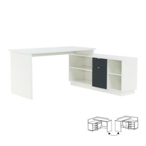 Písací stôl, biela/sivá, DALTON NEW VE 02, rozbalený tovar