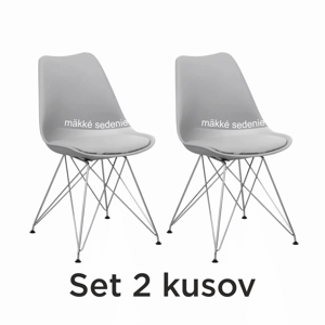 2 kusy, stolička, teplá sivá/chróm, METAL NEW