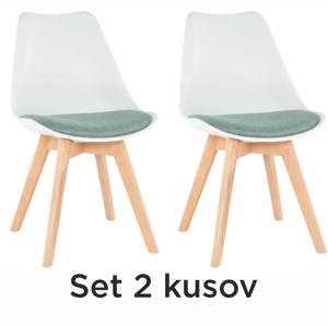 2 kusy, stolička, biela/zelená, DAMARA
