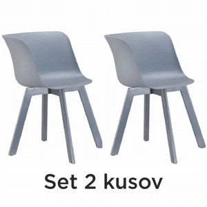 2 kusy, stolička, sivá/buk v sivej farbe, LEVIN