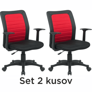 2 kusy, kancelárske kreslo, čierna/červená, BURGOS