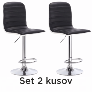 2 kusy, barová stolička, čierna/biela/chrómovaná, GERIK