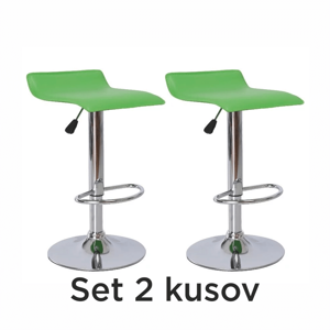 2 kusy, barová stolička, ekokoža zelená/chróm, LARIA NEW