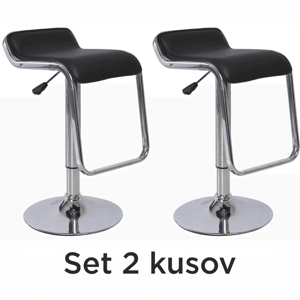 2 kusy, barová stolička, ekokoža čierna/chróm, ILANA