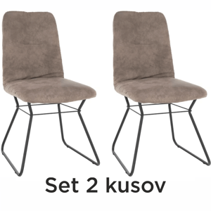 2 kusy, stolička, sivá látka s efektom brúsenej kože/čierny kov, ALMIRA
