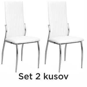 2 kusy, stolička, ekokoža biela/chróm, MALISA NEW