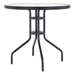 Jedálenský stôl, čierna oceľ/tvrdené sklo, BORGEN TYP 2, rozbalený tovar