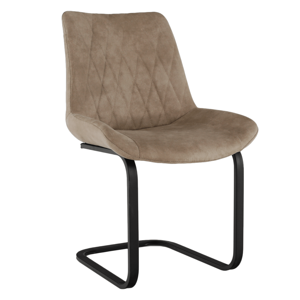 Jedálenská stolička, svetlohnedá látka s efektom brúsenej kože/chróm, DENTA