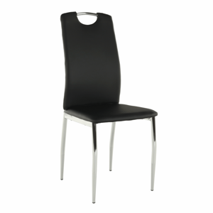 Jedálenská stolička, ekokoža čierna/chróm, ERVINA RP1, rozbalený tovar