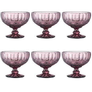 Vintage sklené poháre na zmrzlinu, 6ks, 300ml, ružová, FREGATA TYP 5