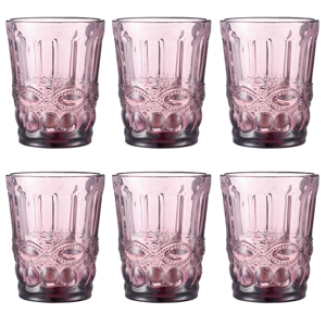 Vintage sklené poháre na vodu, 6ks, 240ml, ružová, FREGATA TYP 2