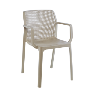 Stohovateľná stolička, sivohnedá taupe/plast, FRENIA P1, poškodený tovar