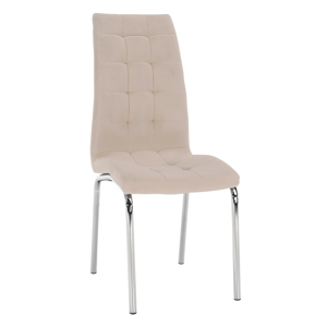 Jedálenská stolička, béžová Dulux Velvet látka/chróm, GERDA NEW P1, poškodený tovar