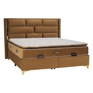 Boxspringová posteľ 180x200, svetlohnedá, GOLDBIA P1, poškodený tovar