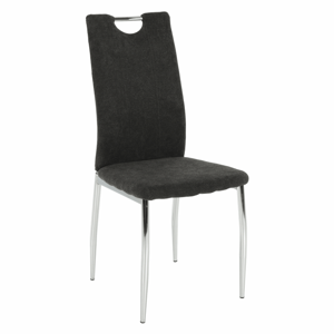 Jedálenská stolička, hnedosivá látka/chróm, OLIVA NEW, rozbalený tovar