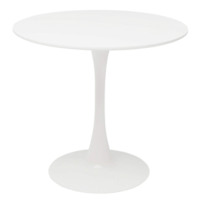 Jedálenský stôl, okrúhly, biela matná, priemer 80 cm, REVENTON P4, poškodený tovar