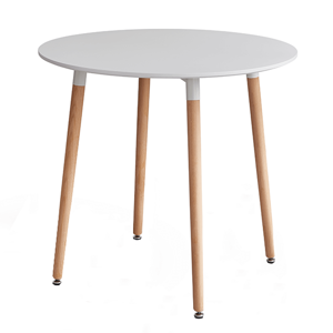Jedálenský stôl, biela/buk, priemer 80 cm, ELCAN R1, rozbalený tovar